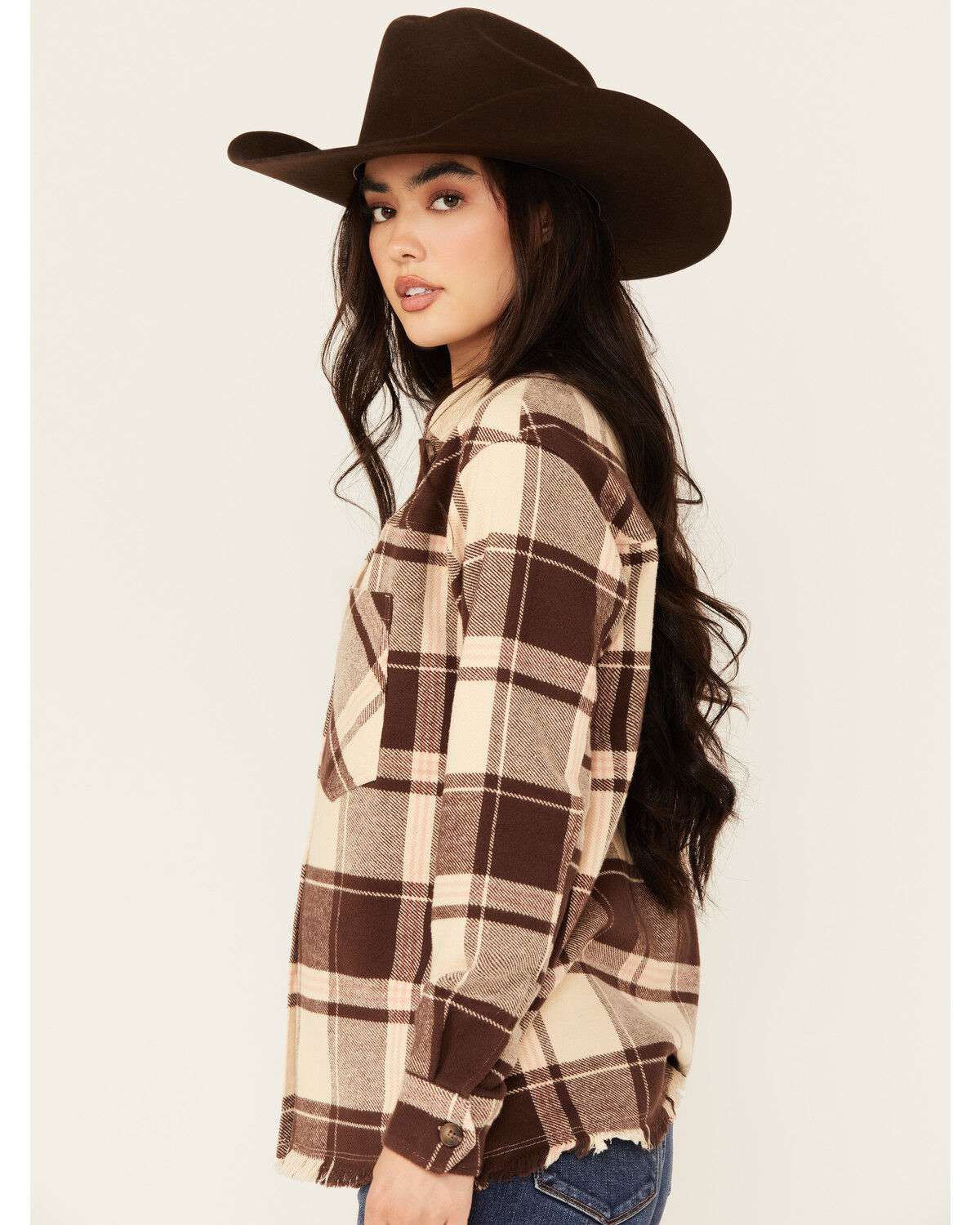 Image #2 - Cleo + Wolf Women's Dante Plaid Print Flannel Shirt, Oatmeal, hi-res