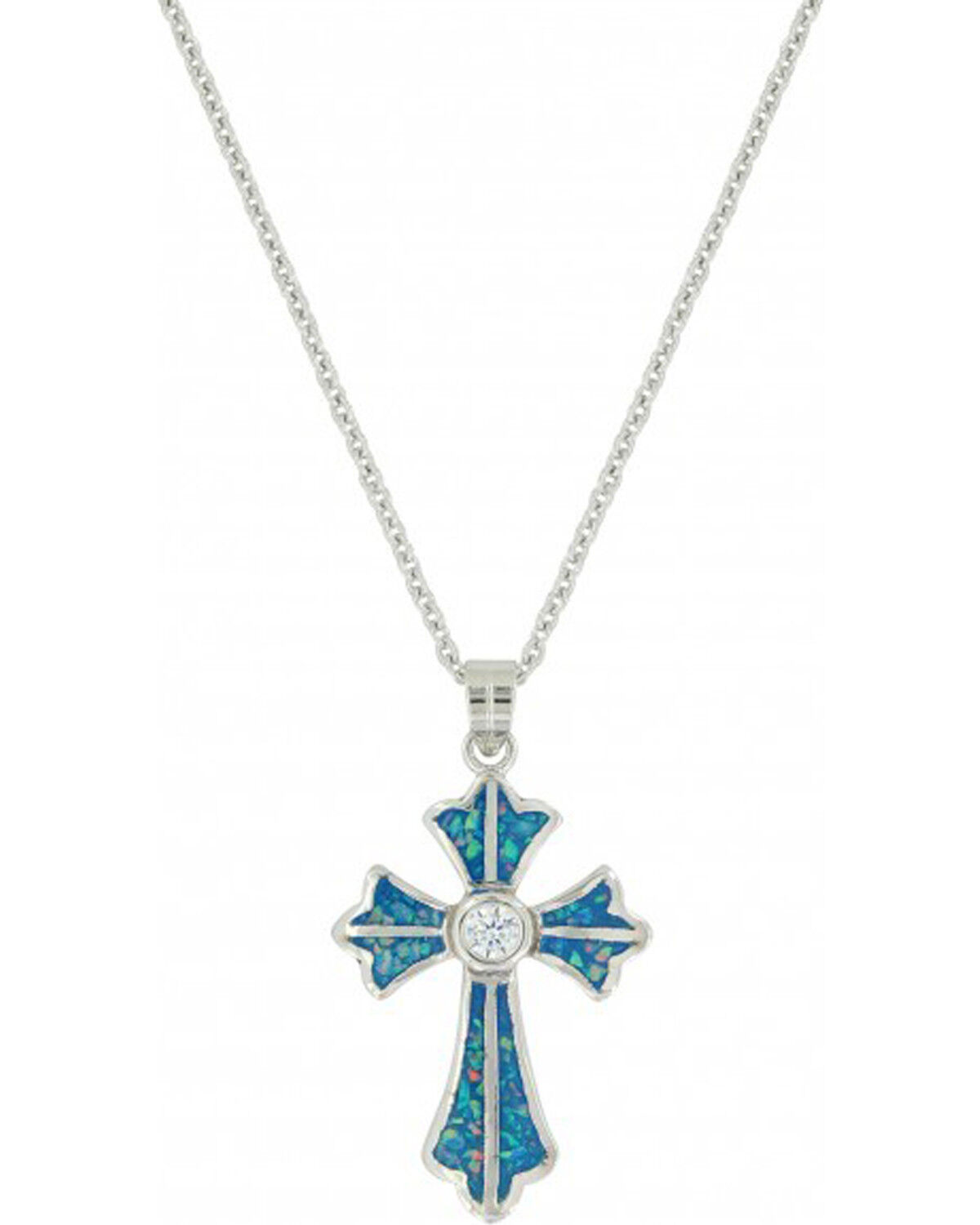 Image #1 - Montana Silversmiths Women's River of Lights Cross Necklace, Silver, hi-res