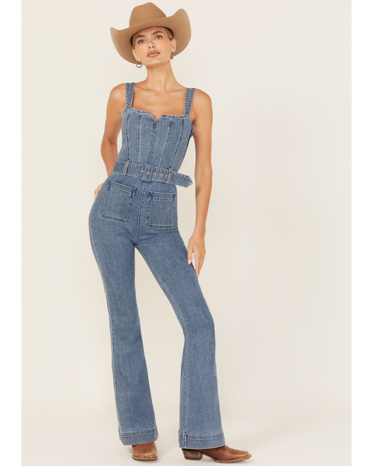 Image #2 - Show Me Your Mumu Women's Denim Jumpsuit, Blue, hi-res