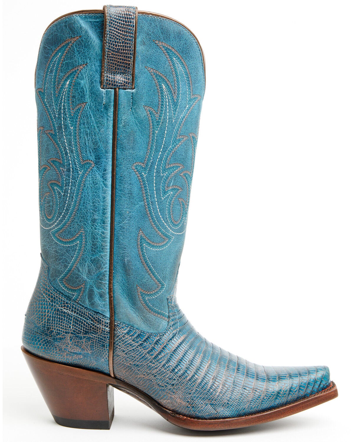Image #2 - Shyanne Women's Ryanne Exotic Lizard Western Boots - Snip Toe, Blue, hi-res