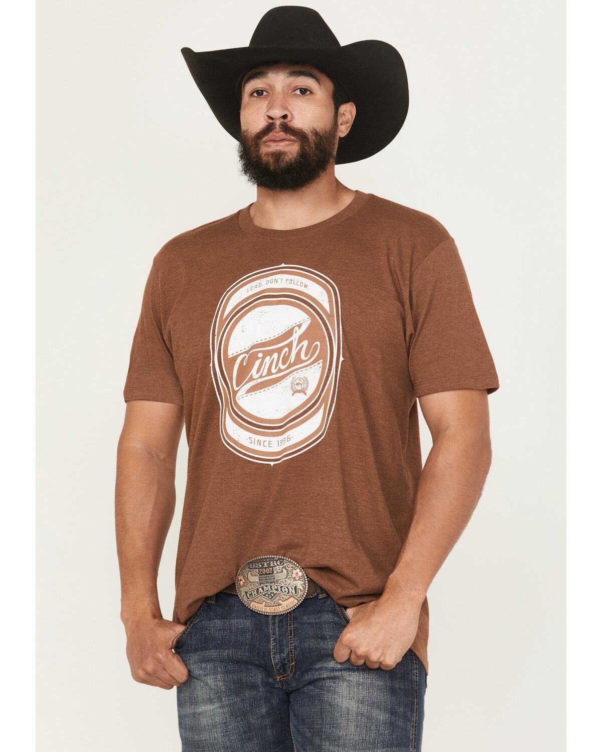 Cinch Men's Logo Short Sleeve Graphic T-Shirt, Brown, hi-res