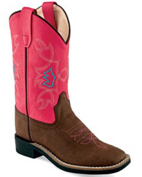 Image #1 - Old West Girls' Western Boots - Broad Square Toe, Pink, hi-res