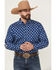 Image #1 - Ariat Men's Team Dax Southwestern Logo Long Sleeve Button-Down Western Shirt, Navy, hi-res