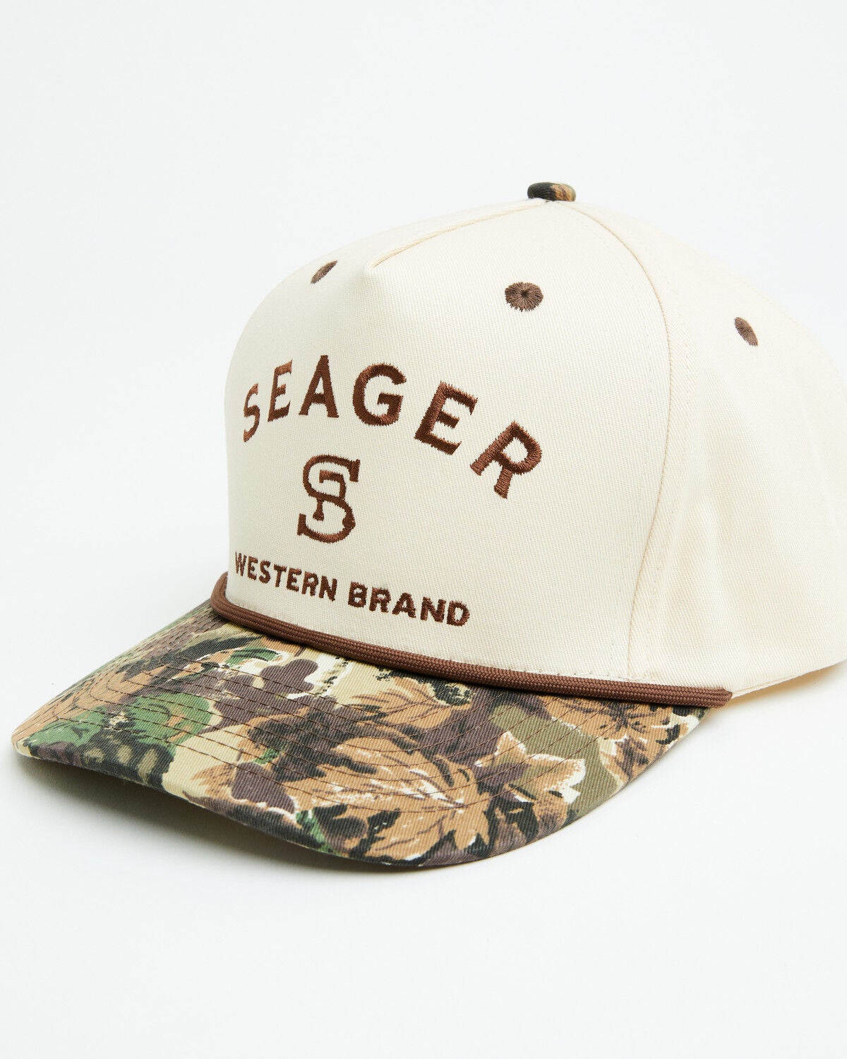Seager Men's Camo Branded Snapback, Cream, hi-res