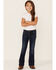 Rock & Roll Denim Girls' Dark Front Seamed Twill Trousers , Blue, hi-res