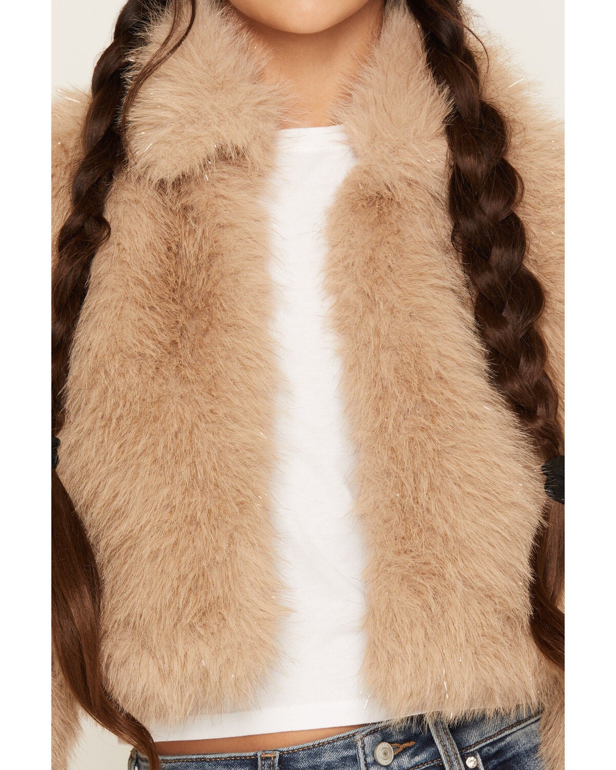 Image #3 - Shyanne Girls' Polar Bluff Faux Fur Sparkle Jacket, Khaki, hi-res