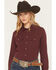 Image #1 - Shyann Women's Solid Long Sleeve Button-Down Stretch Performance Shirt, Brick Red, hi-res