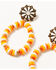 Image #2 - Shyanne Women's Orange Sequin Teardrop Post Earrings, Silver, hi-res