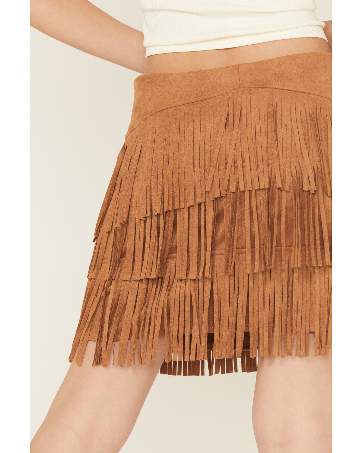 Image #4 - Fornia Women's Faux Suede Mini Skirt, Camel, hi-res