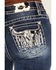 Image #2 - Miss Me Women's Medium Wash Mid Rise Cowhide Steer Head Pocket 32" Bootcut Stretch Denim Jeans, Medium Wash, hi-res