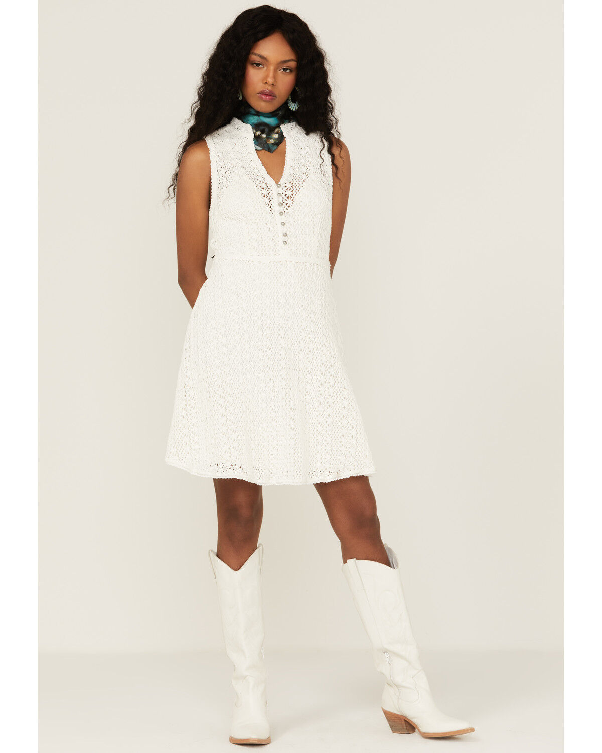 Image #2 - Beyond The Radar Women's Hepburn Lace Sleeveless Mini Dress, Ivory, hi-res