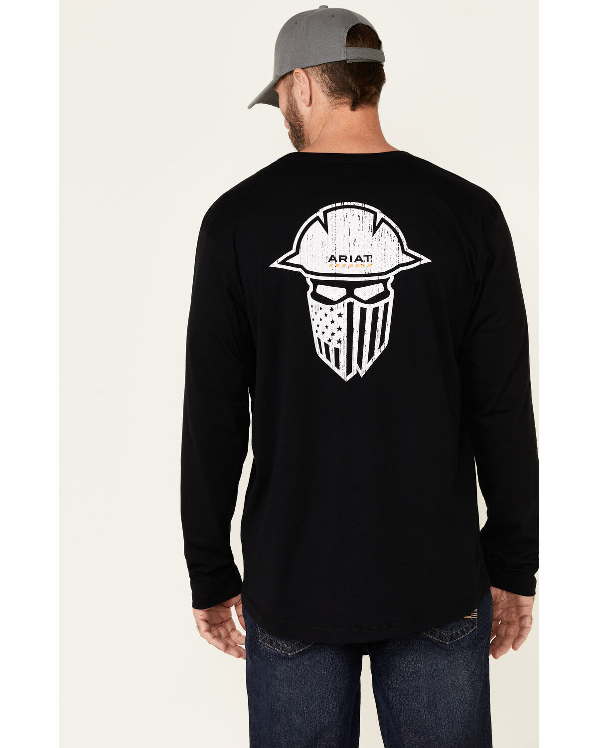 Image #4 - Ariat Men's Solid Rebar Workman Full Coverage Graphic Long Sleeve Work T-Shirt, Black, hi-res