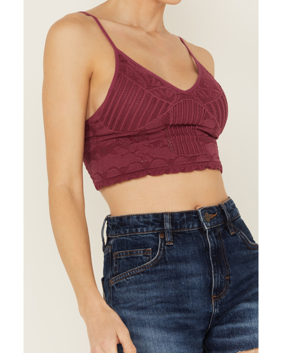 Image #3 - Fornia Women's Seamless Floral Bralette, Fuchsia, hi-res