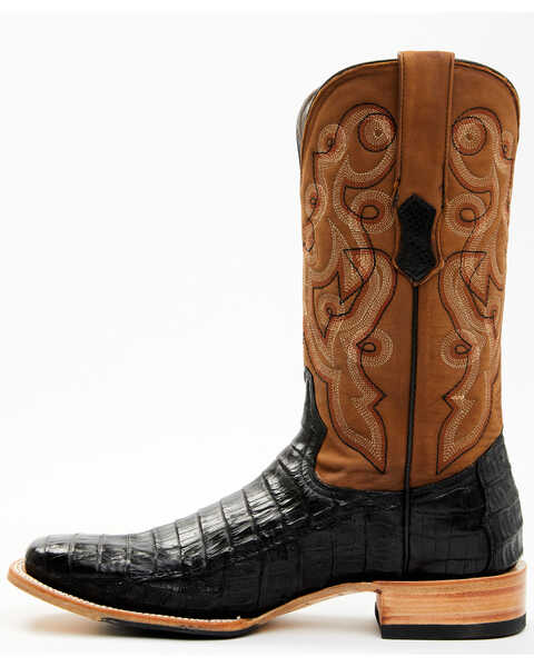 Image #3 - Tanner Mark Men's Exotic Caiman Belly Western Boots - Broad Square Toe, Black, hi-res