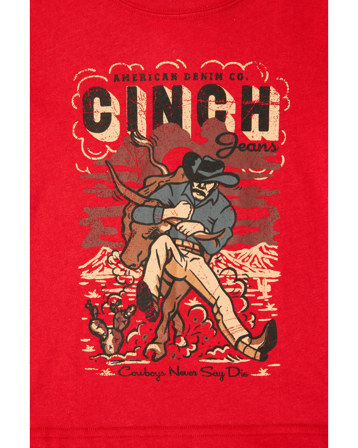 Image #2 - Cinch Toddler Boys' Cowboy Logo Short Sleeve Graphic T-Shirt, Red, hi-res