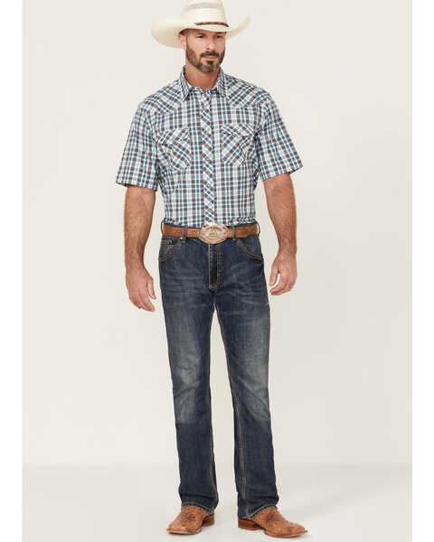 Image #2 - Wrangler 20X Men's Advanced Comfort Plaid Print Short Sleeve Pearl Snap Western Shirt , , hi-res