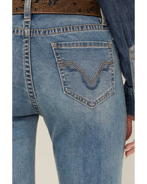 Image #2 - Rock & Roll Denim Women's Light Wash Mid Rise Embroidered Trouser Stretch Denim Jeans , Light Wash, hi-res
