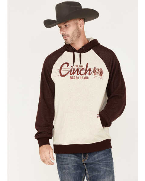 Cinch Men's Rodeo Brand Embroidered Logo Hooded Sweatshirt , Beige/khaki, hi-res