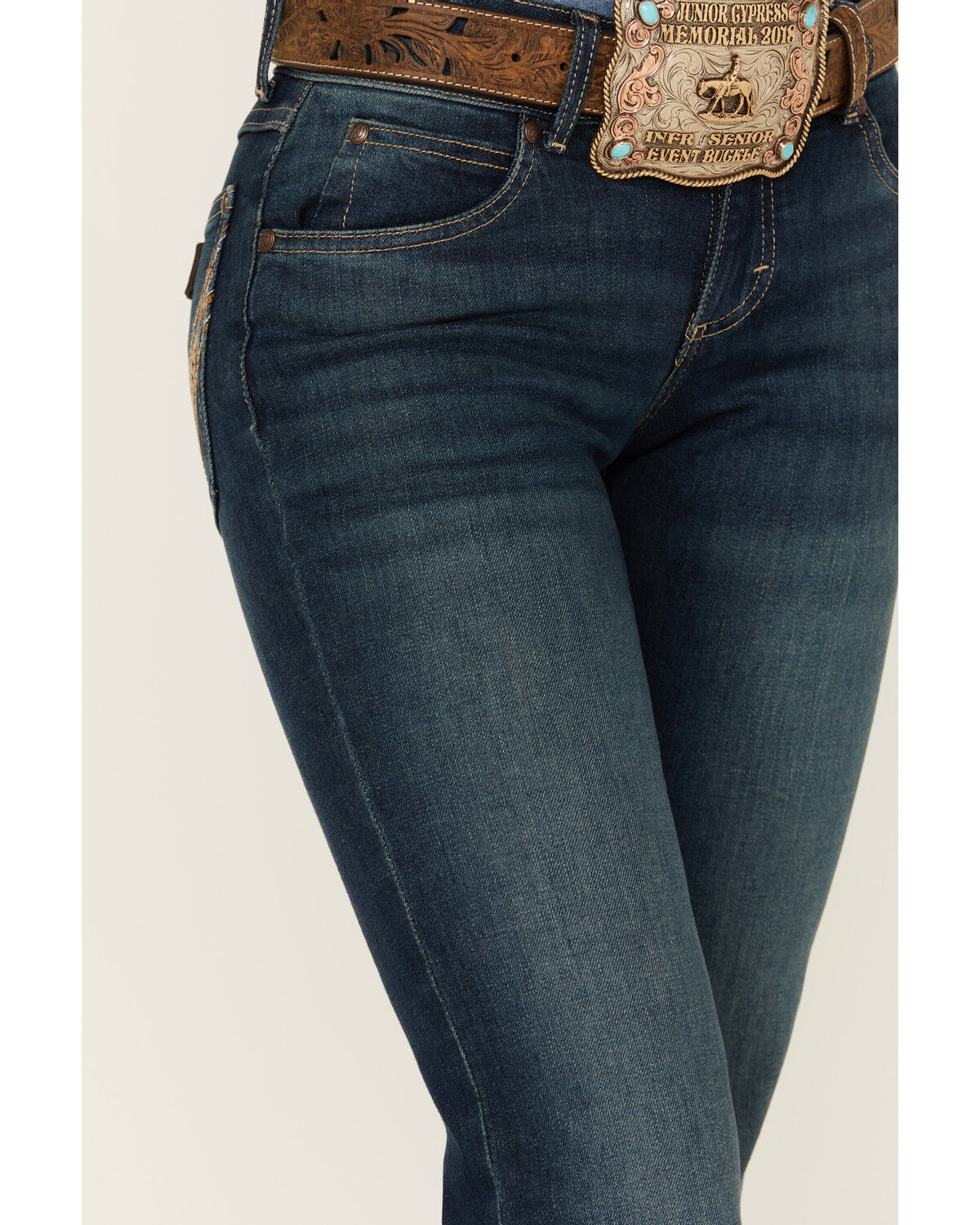 Image #2 - Wrangler Retro Women's Sadie Dark Wash Low Rise Stretch Trouser Jeans, Dark Wash, hi-res