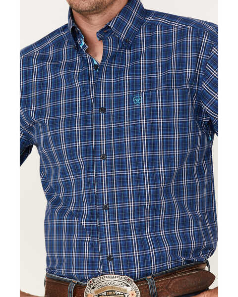Ariat Men's Naveen Plaid Print Pro Button Down Western Shirt , Blue, hi-res