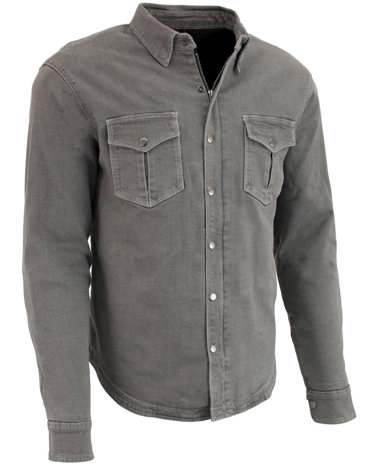 Milwaukee Performance Men's Aramid Reinforced Denim Biker Shirt - Big & Tall, Grey, hi-res