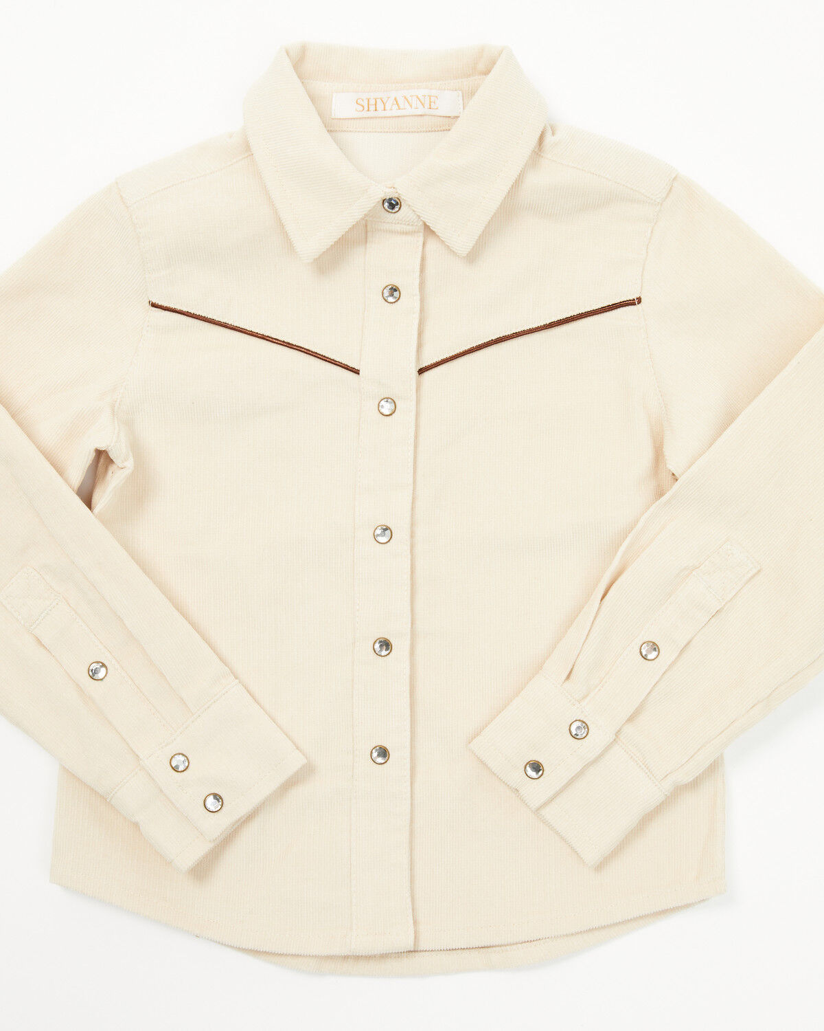 Image #1 - Shyanne Toddler Girls' Corduroy Long Sleeve Pearl Snap Western Shirt, Natural, hi-res
