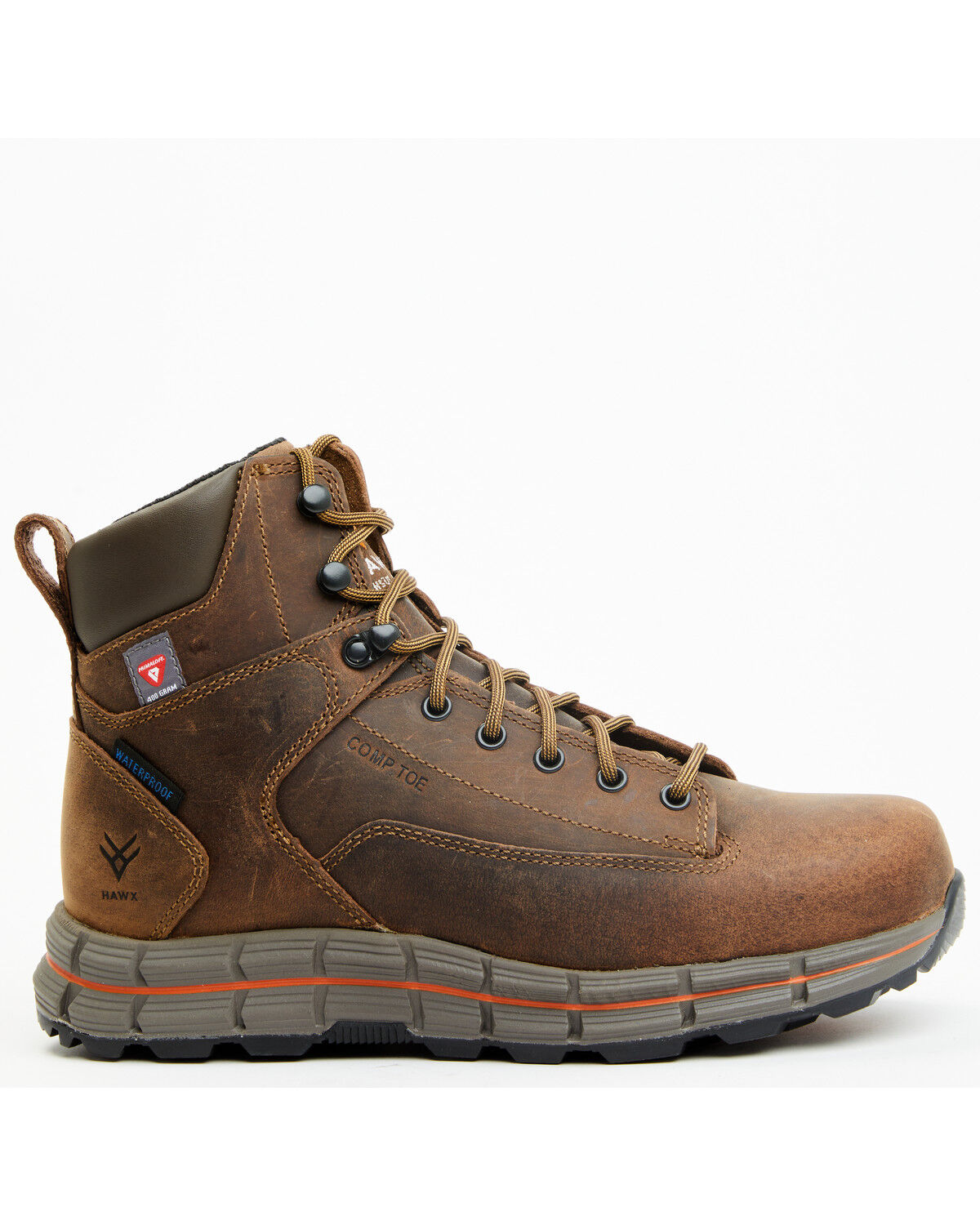 Image #2 - Hawx Men's 6" Insulated Lace-Up Waterproof Work Boots - Composite Toe, Brown, hi-res
