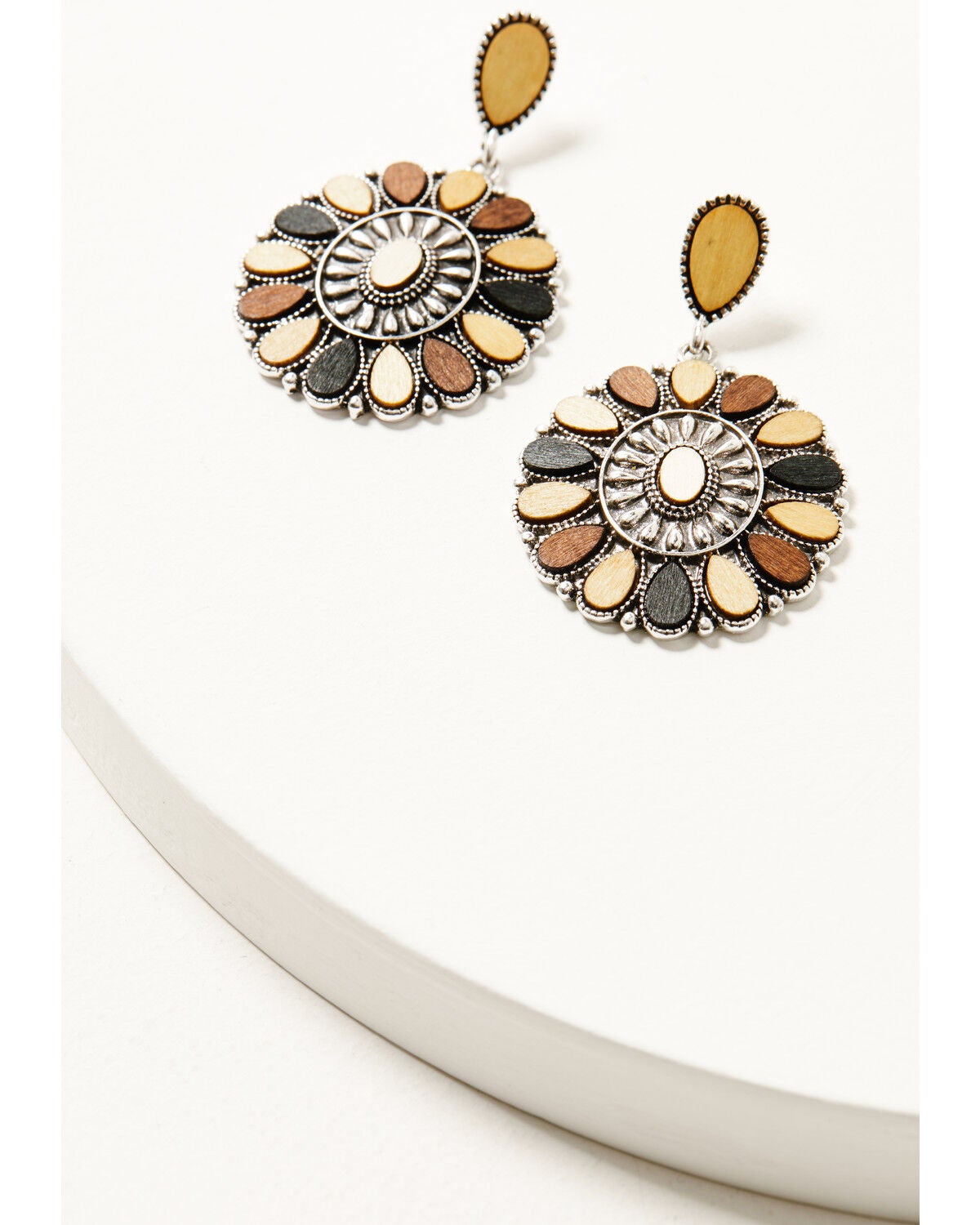 Shyanne Women's Heritage Valley Concho Earrings, Silver, hi-res
