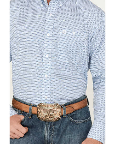 Image #2 - George Strait by Wrangler Men's Geo Print Long Sleeve Button-Down Western Shirt, Blue, hi-res