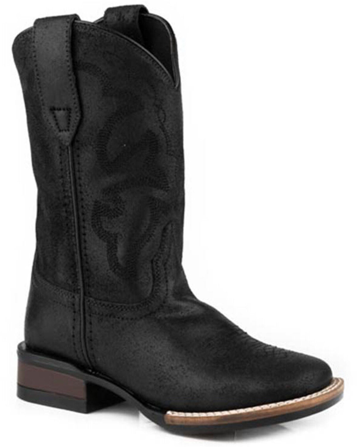 Roper Boys' Monterey Western Boots - Broad Square Toe, Black, hi-res