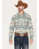 Image #1 - Rock & Roll Denim Men's Southwestern Long Sleeve Western Snap Shirt, Sage, hi-res