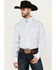 Image #1 - George Strait by Wrangler Men's Striped Long Sleeve Button-Down Stretch Western Shirt - Big, White, hi-res