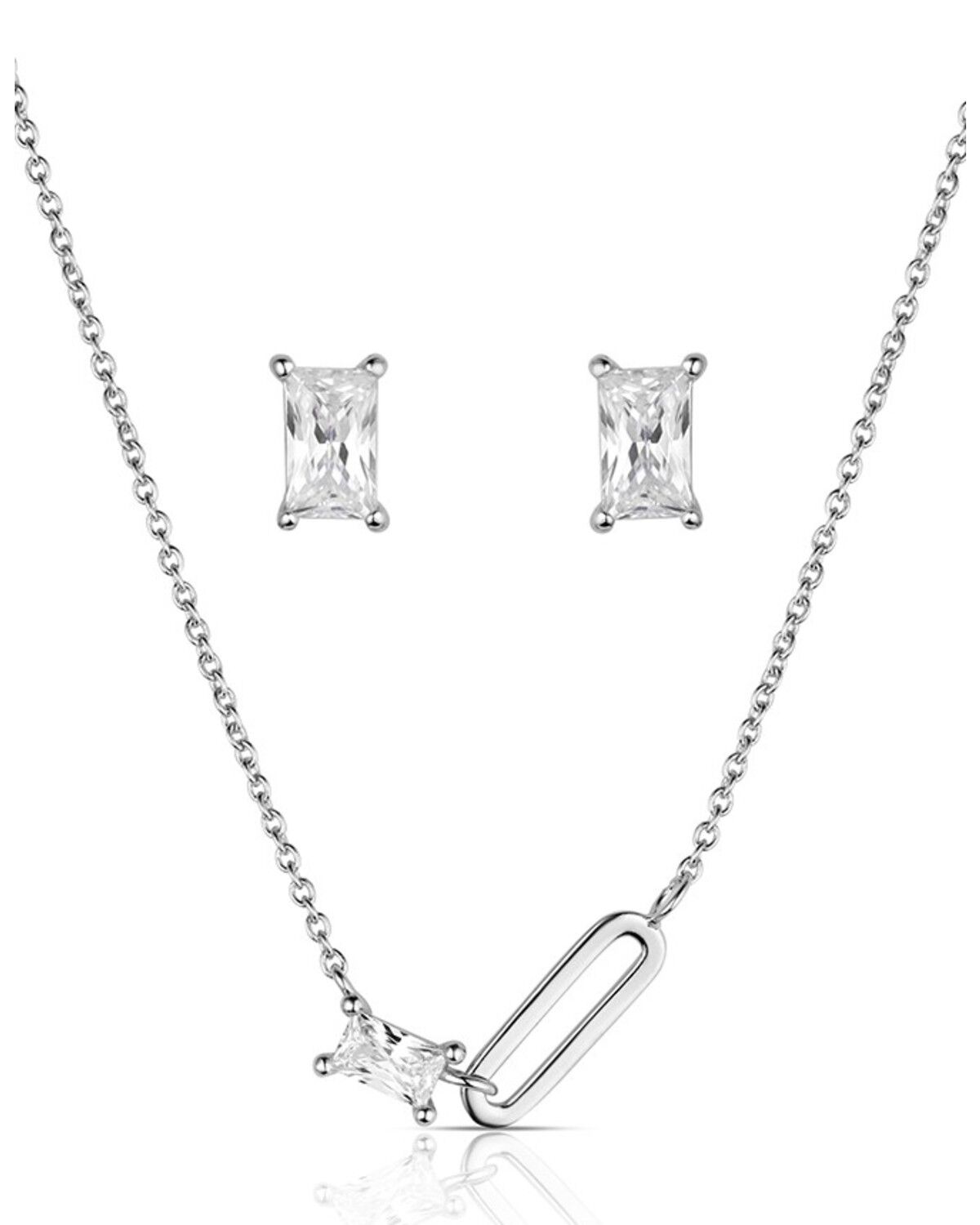 Montana Silversmiths Women's Modern Muse Crystal Jewelry Set, Silver, hi-res