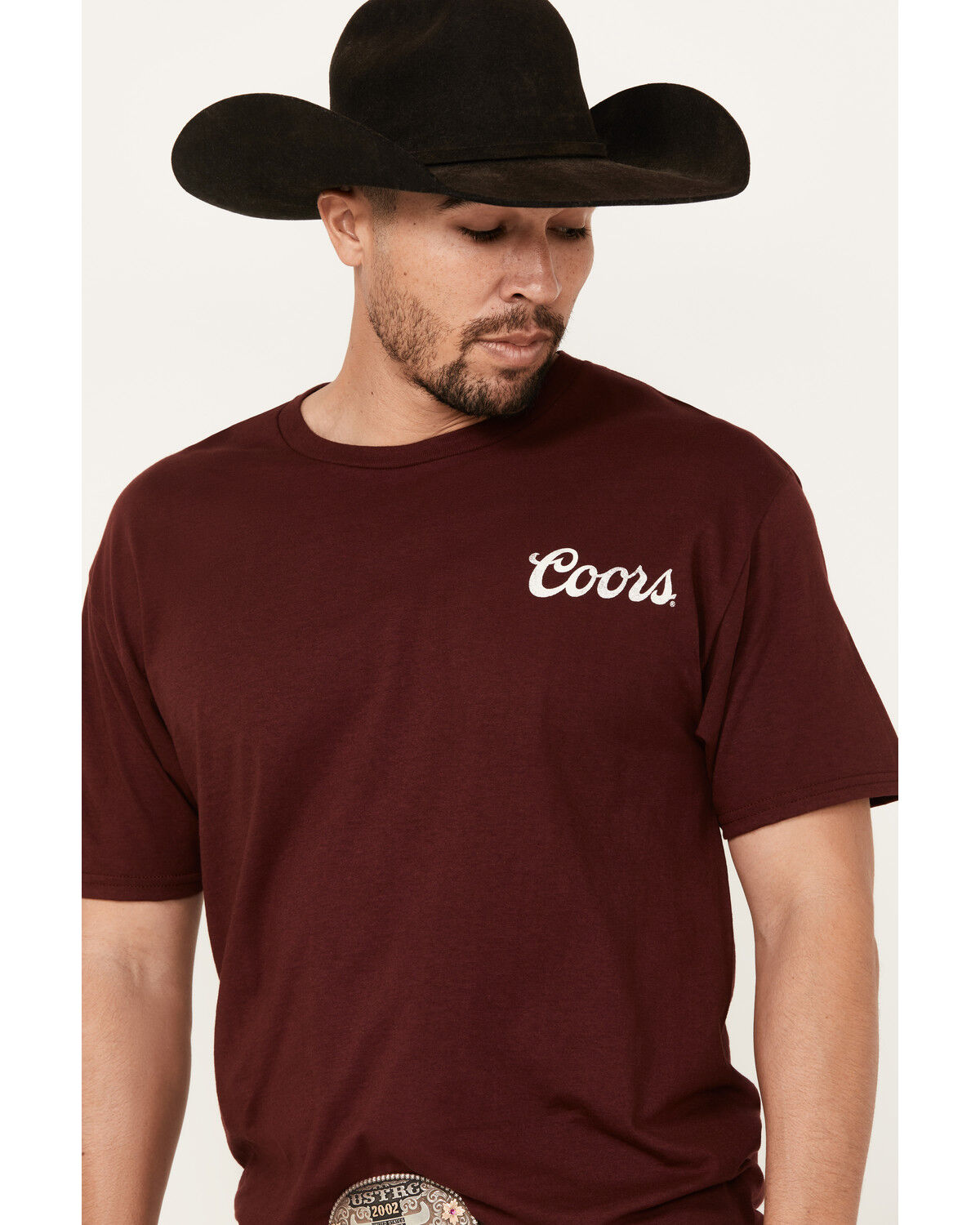 Image #3 - Coors Men's Boot Barn Exclusive Desert Riders Logo Short Sleeve Graphic T-Shirt, Maroon, hi-res