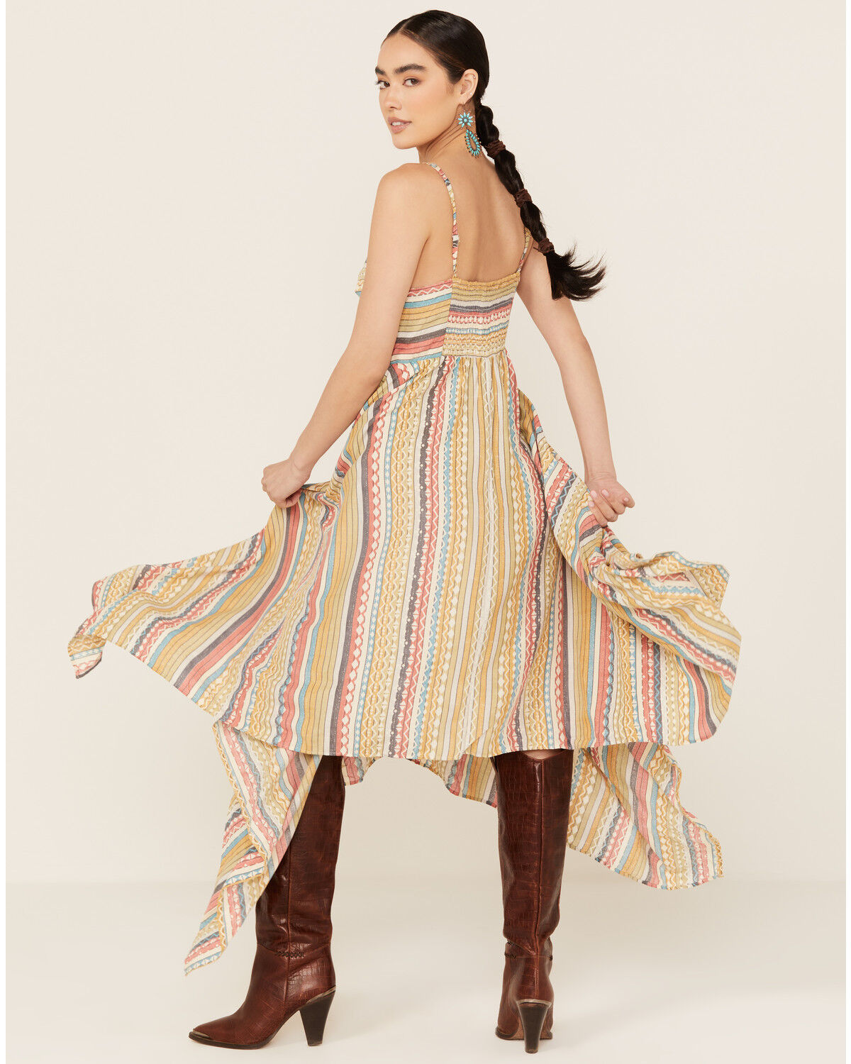 Image #4 - Angie Women's Knot Front Midi Dress, Multi, hi-res