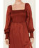 Image #3 - Wrangler Women's Jacquard Print Slit Long Sleeve Midi Dress , Rust Copper, hi-res