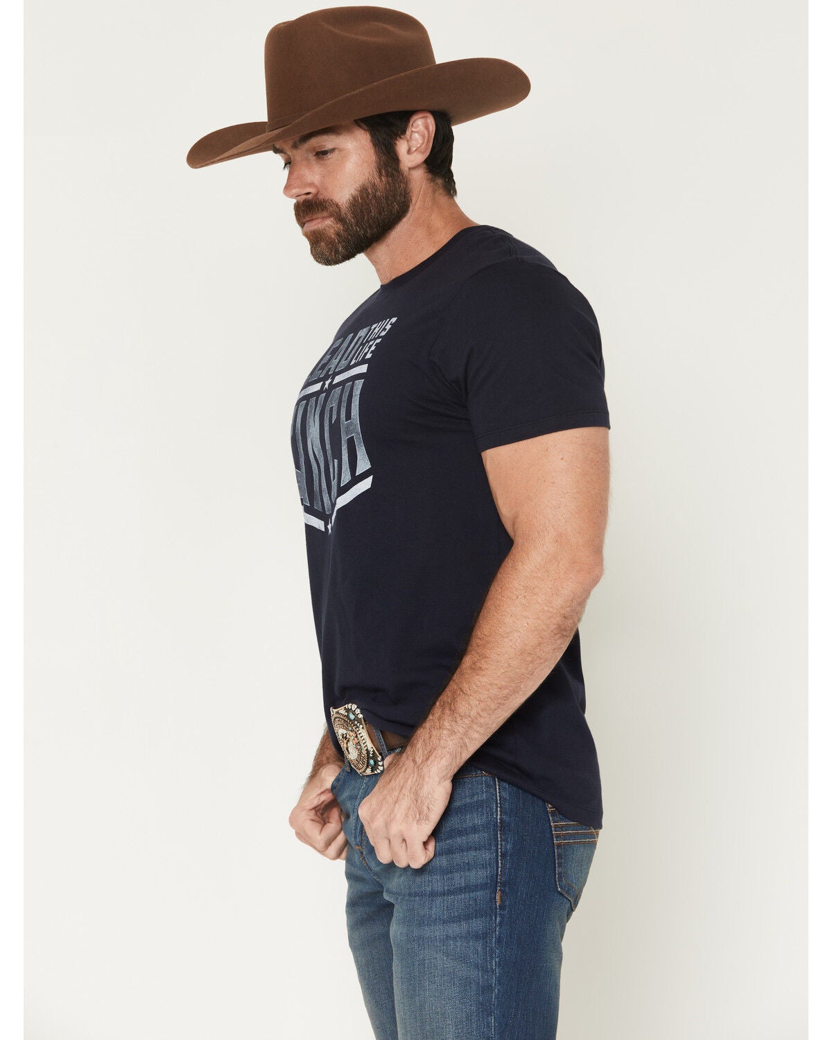Image #2 - Cinch Men's Boot Barn Exclusive Lead This Life Short Sleeve Graphic T-Shirt, Navy, hi-res