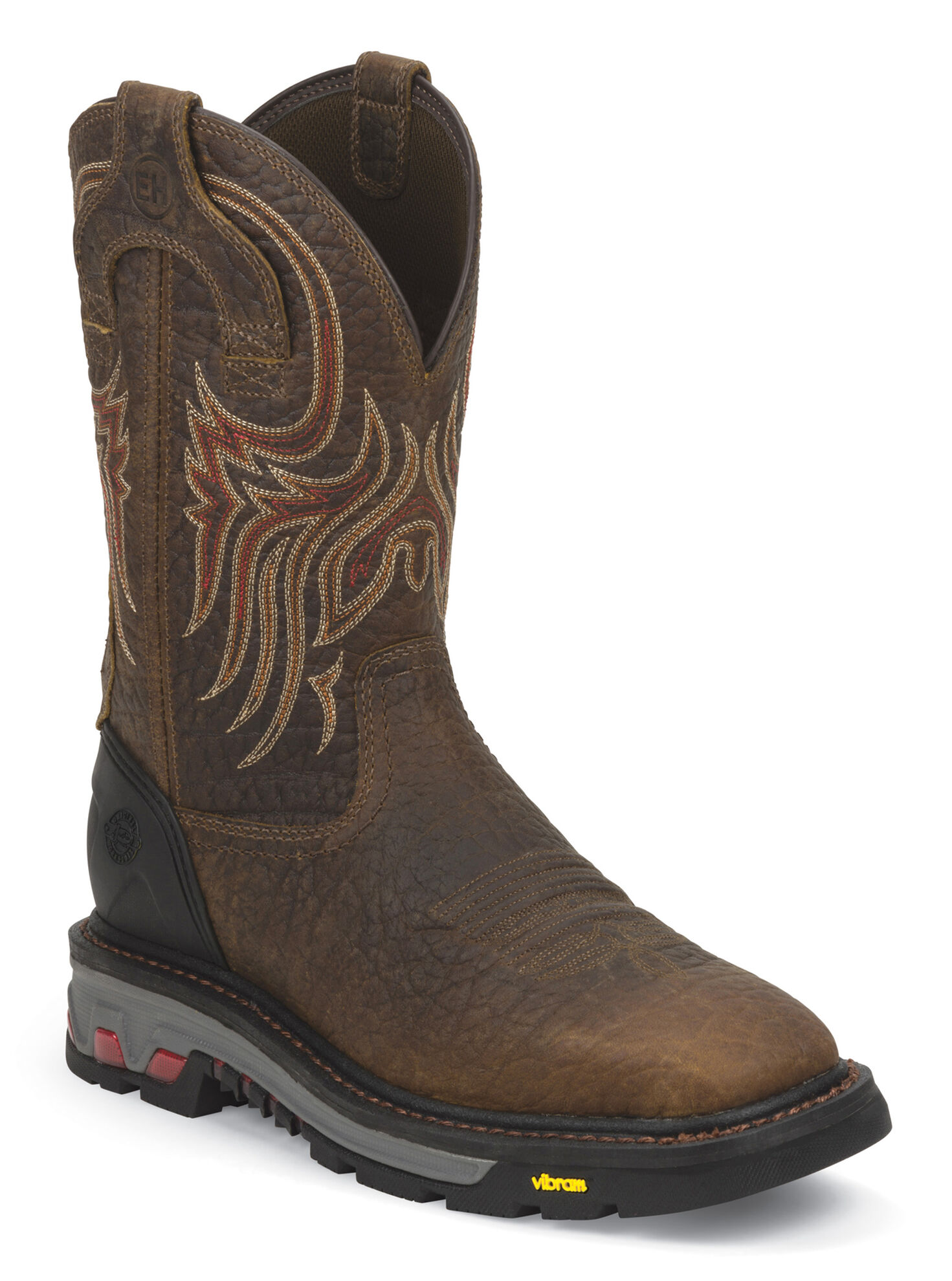 Image #1 - Justin Men's Driscoll Electrical Hazard Work Boots - Soft Toe, Mahogany, hi-res