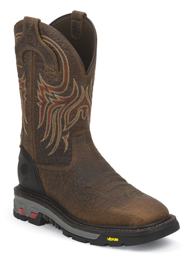 Justin Men's Driscoll Mahogany Electrical Hazard Work Boots - Soft Toe, Mahogany, hi-res
