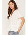 Image #2 - Lovestitch Women's Short Sleeve Peplum Top, White, hi-res