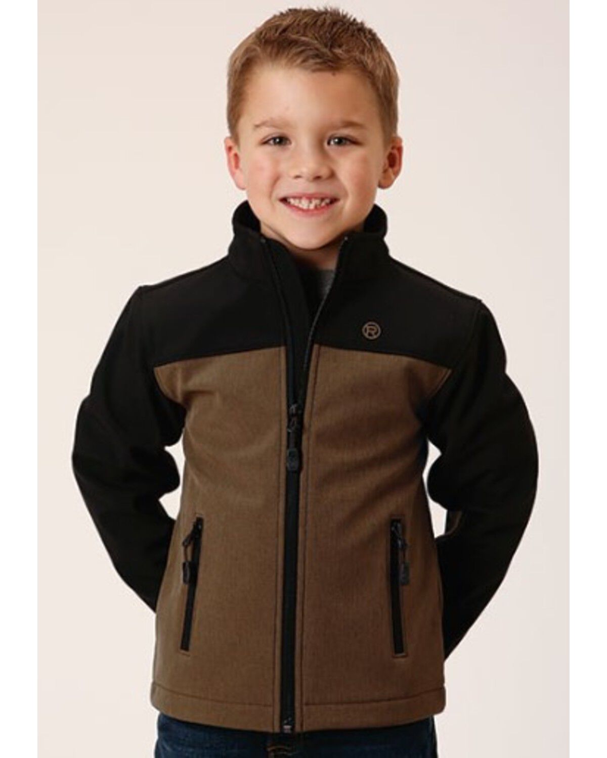 Image #1 - Roper Boys' Pieced Softshell Jacket, Brown, hi-res