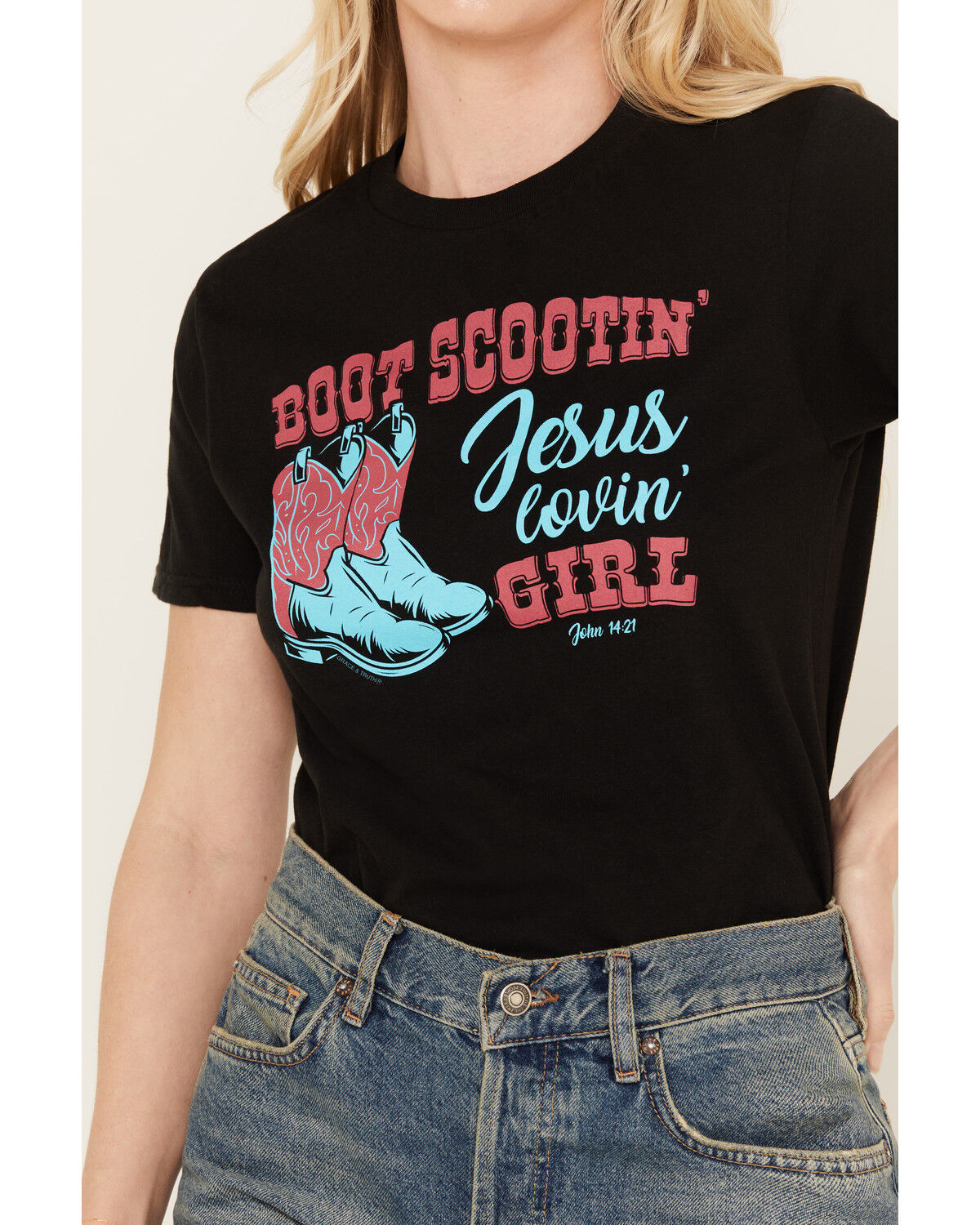 Image #3 - Kerusso Women's Boot Scootin Short Sleeve Graphic Tee, Black, hi-res