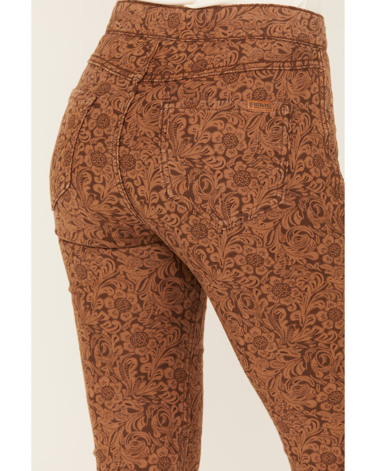 Image #4 - Rock & Roll Denim Women's High Rise Reversible Button Bargain Bell Flare Jeans, Brown, hi-res