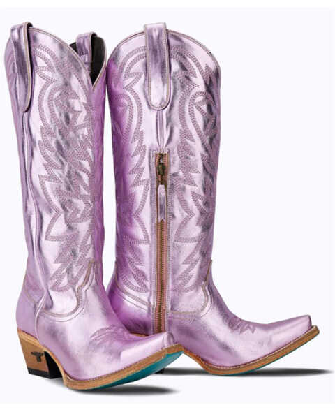 Image #1 - Lane Women's Smokeshow Metallic Tall Western Boots - Snip Toe, Lavender, hi-res