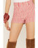 Image #2 - Wrangler Women's Striped Print High Rise Carpenter Shorts, Red, hi-res