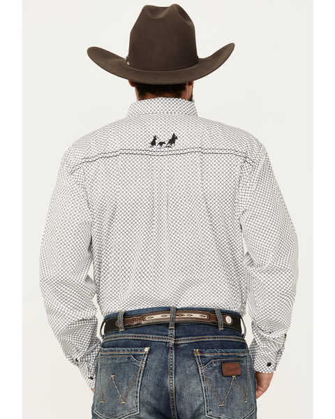 Image #4 - Cowboy Hardware Men's Geo Print Long Sleeve Button-Down Western Shirt, White, hi-res