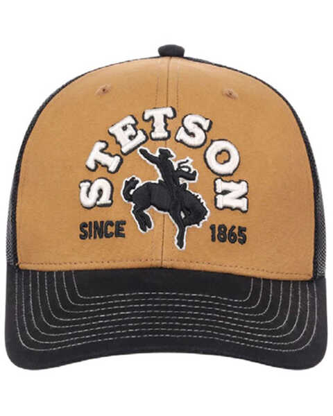 Stetson Men's Embroidered Bucking Bronc Truck Cap, Black, hi-res