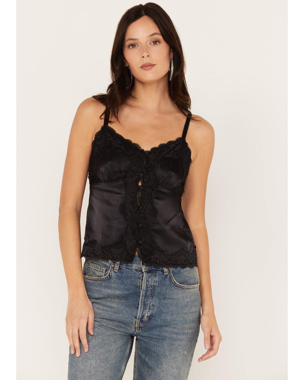Image #2 - Shyanne Women's Button Front Lace Trimmed Tank Top, , hi-res