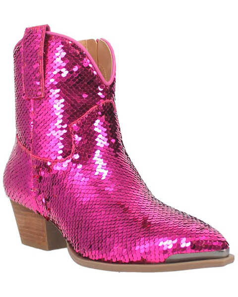Dingo Women's Bling Thing Sequins Ankle Booties - Snip Toe, Bright Purple, hi-res