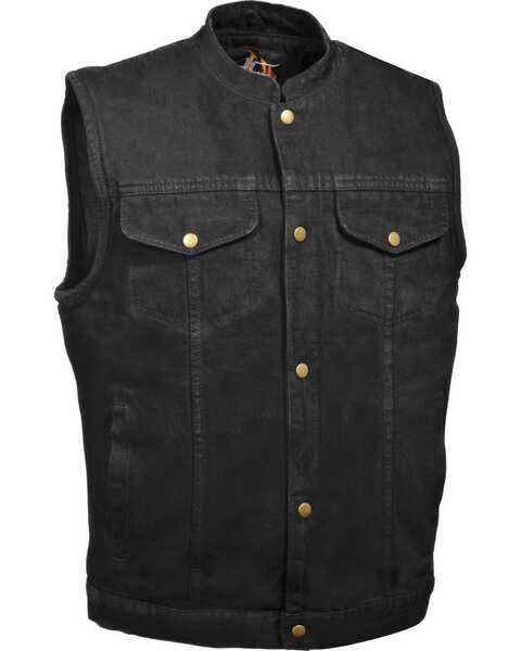 Milwaukee Leather Men's Snap Front Denim Club Style Vest with Gun Pocket - Big - 3X, Black, hi-res